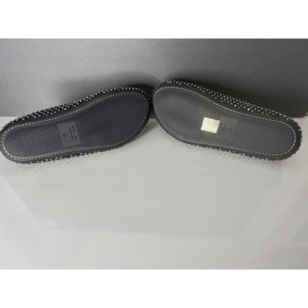 NEW MARNI Fussbett Sabot Black Leather Rhinestone Mules Size 36 US 6 - Picture 7 of 7